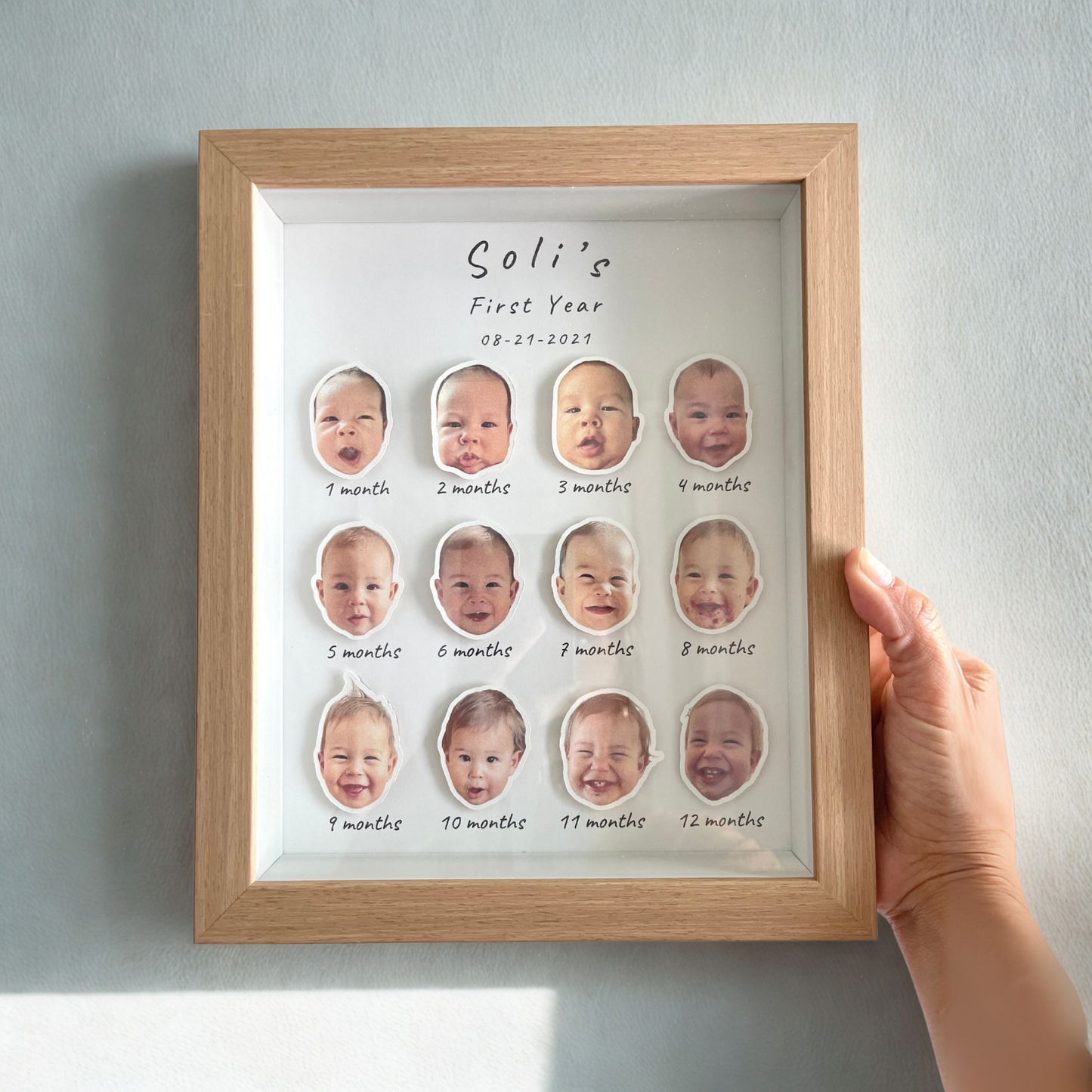 Monthly Framed Baby First Year Personalized Frame 12 Months Photos Personalized Photo Frame for Baby, Baby Gift