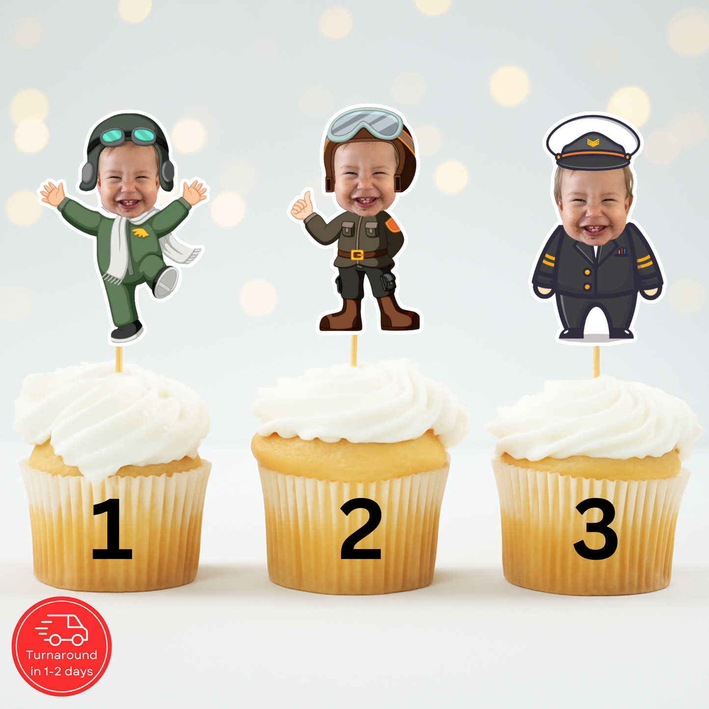 Custom Pilot Aviator Top Gun Cupcake Topper