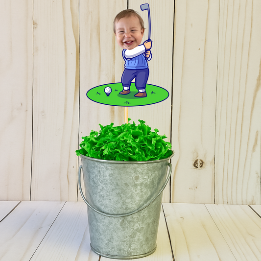 Golf Centerpiece with Custom Face – Masters or Hole in One Theme