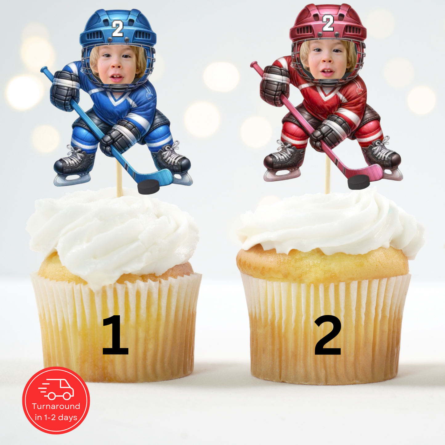 Ice Hockey Cupcake Topper – Personalized Sports Birthday Party Decor