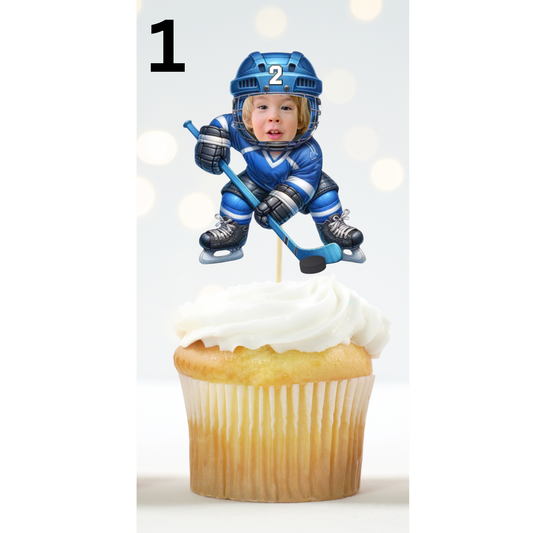 Ice Hockey Cupcake Topper – Personalized Sports Birthday Party Decor