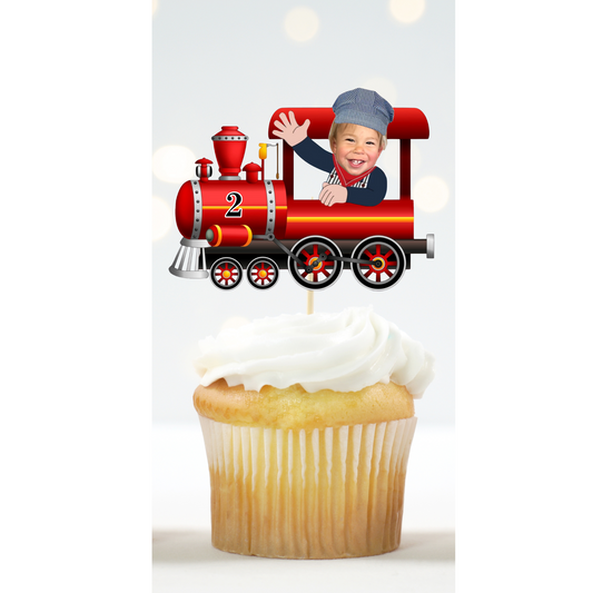 Custom Train Engineer Cupcake Topper - Choo Choo I’m Two” or “All Aboard!
