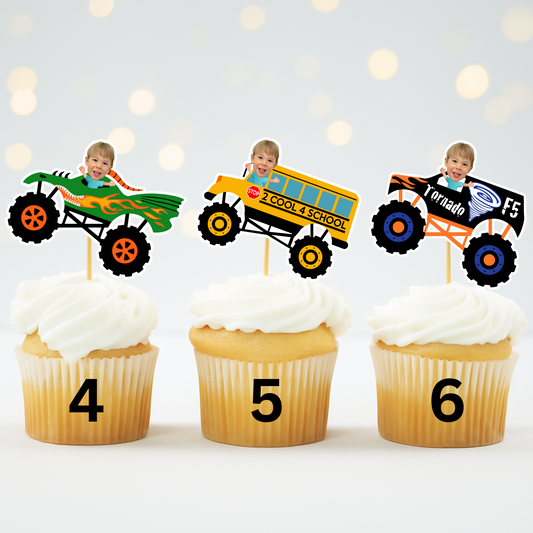 Custom Monster Truck Face Cupcake Topper – Birthday Party Decor