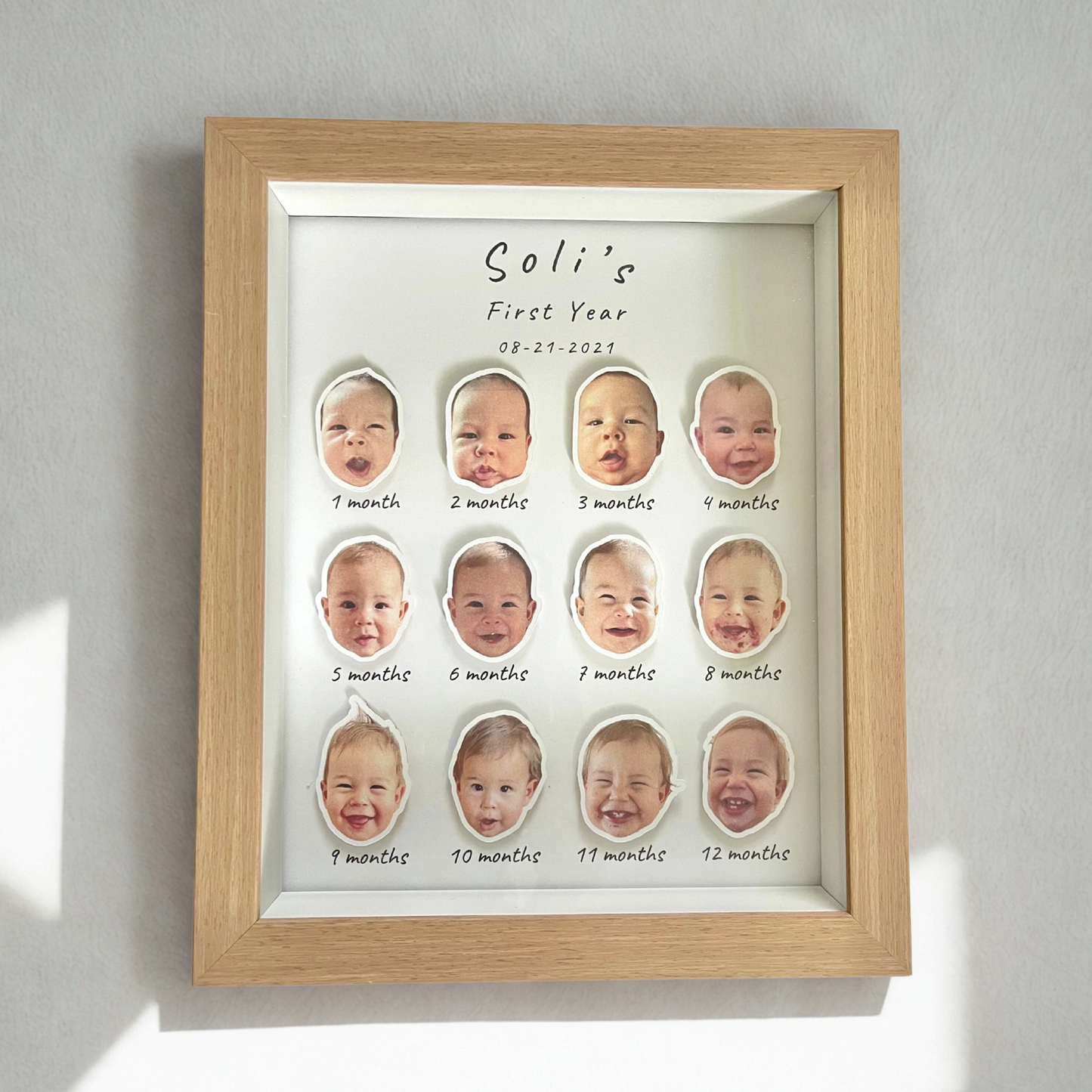 Monthly Framed Baby First Year Personalized Frame 12 Months Photos Personalized Photo Frame for Baby, Baby Gift