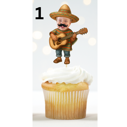 Mariachi Fiesta Sombrero Cupcake Topper – Personalized Birthday Party Decor