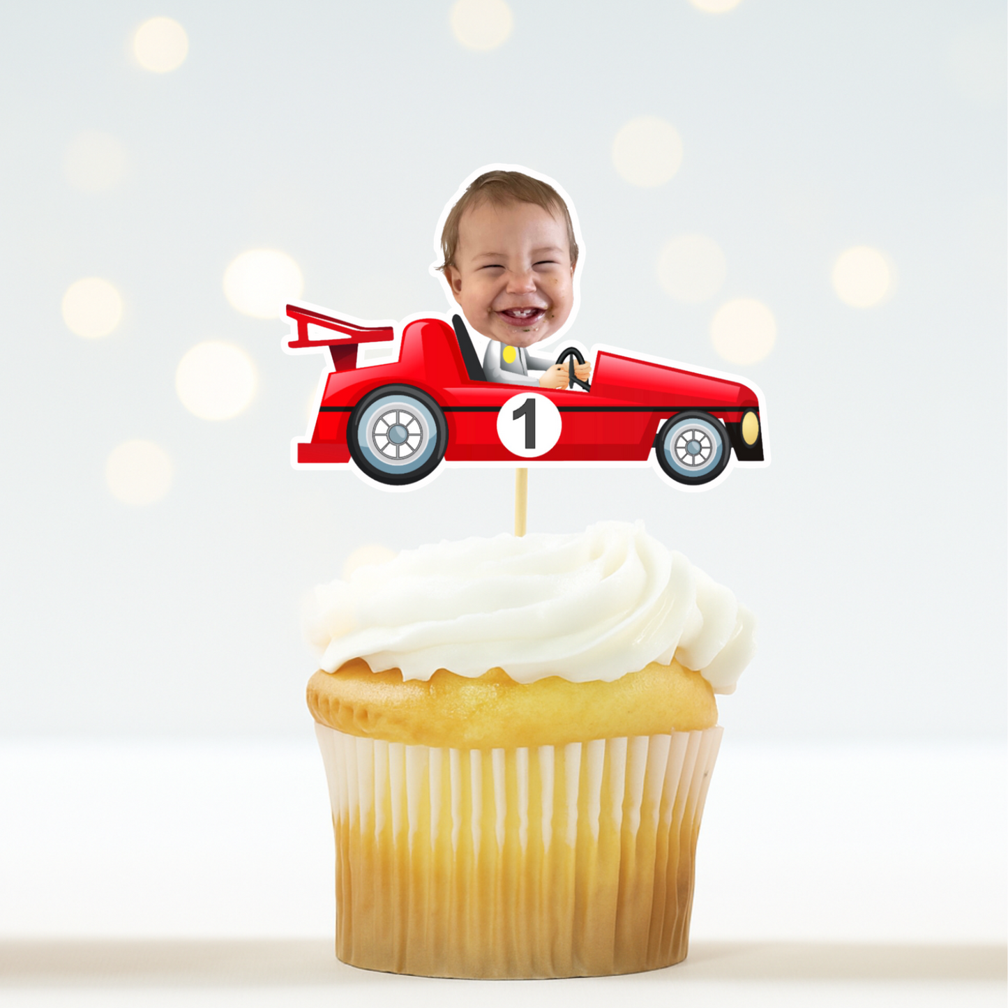Two Fast Race Car Cupcake Topper – Personalized Birthday Party Decor