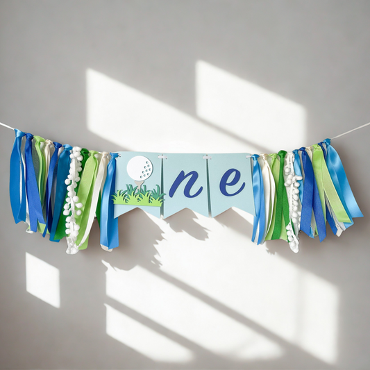 Golf ONE highchair banner for first birthday party