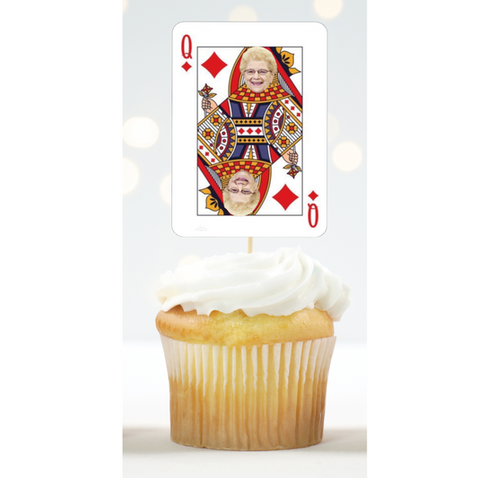 Custom Playing Cards Cupcake Toppers – Photo Face Aces, Kings & Queens for Birthday or Casino Party