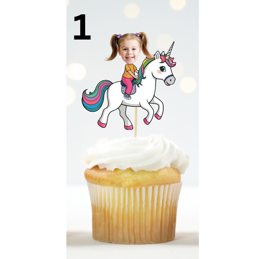 Custom Photo Unicorn Cupcake Toppers – Magical Party Supplies
