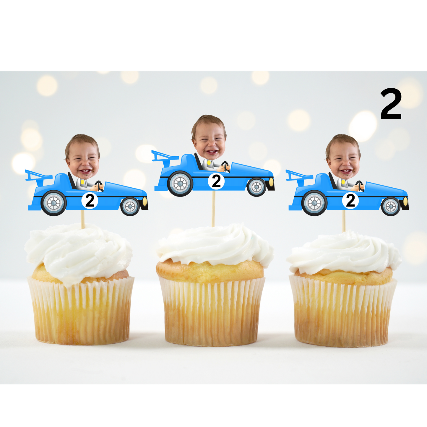 Custom Race Car Face Topper – Two Fast or Racing Birthday Party