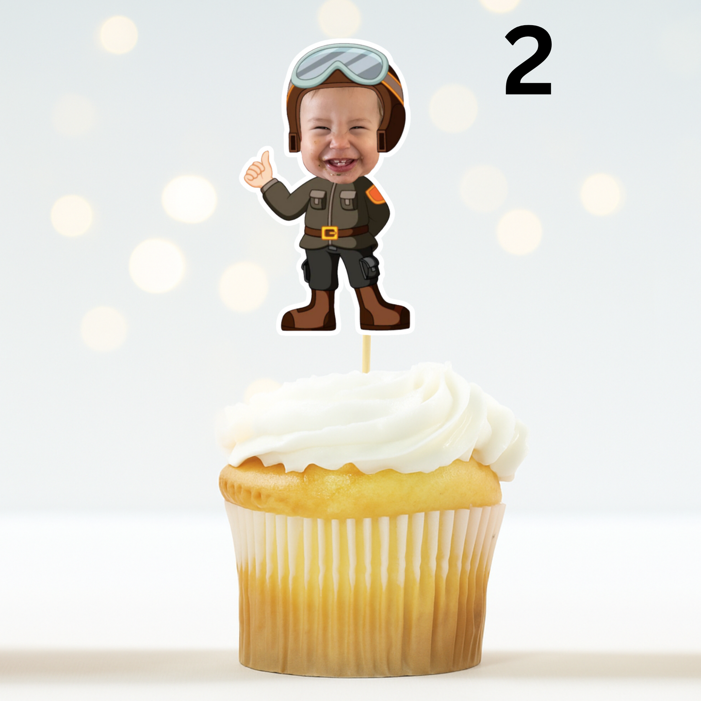 Custom Pilot Aviator Top Gun Cupcake Topper