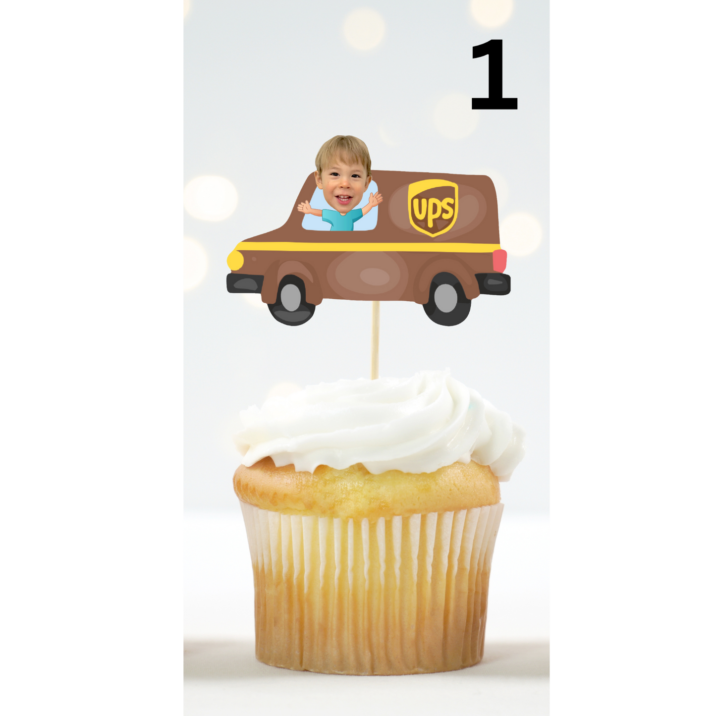 Custom Mail Truck Face Cupcake Topper – Postal Birthday Party Decor