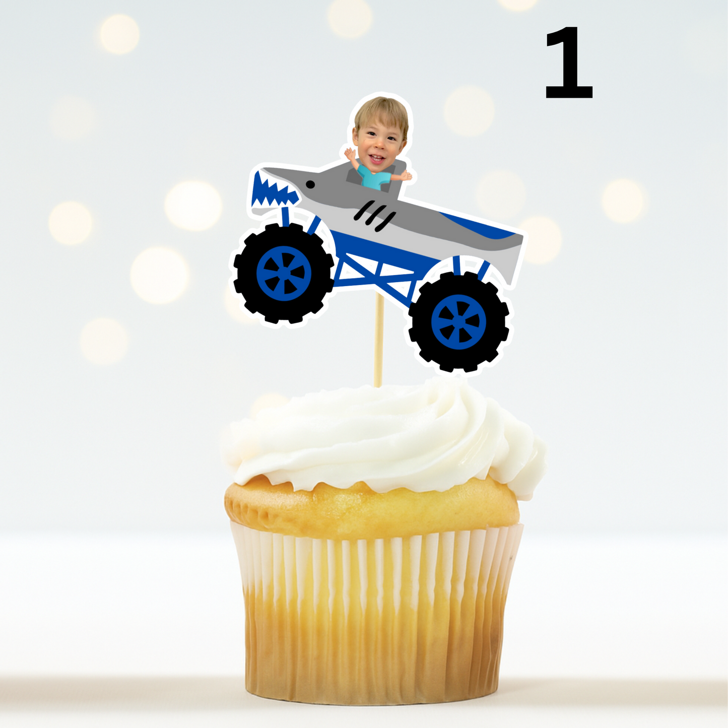 Custom Monster Truck Face Cupcake Topper – Birthday Party Decor
