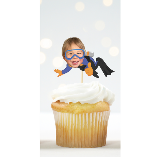 Custom Scuba Diver Cupcake Topper – Under the Sea Birthday Decor