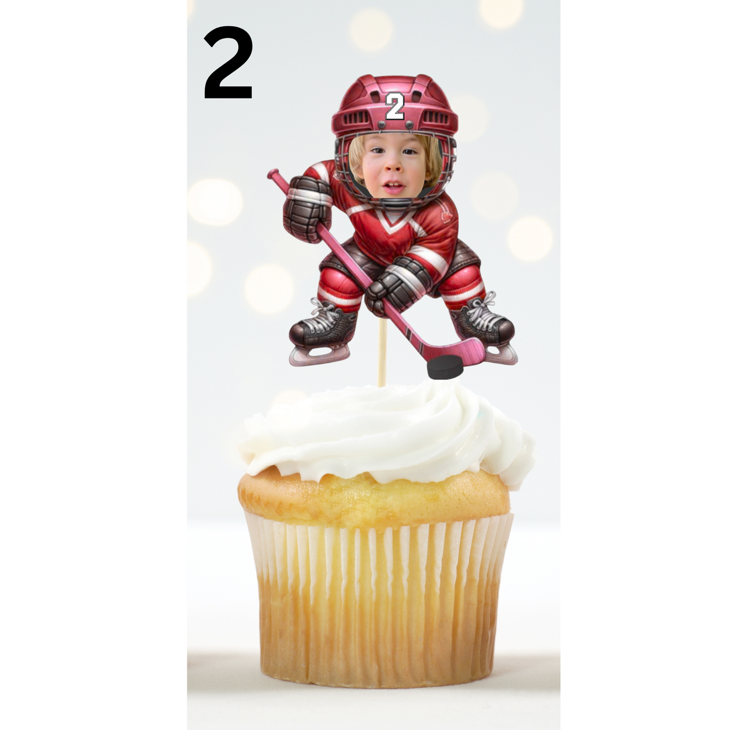 Ice Hockey Cupcake Topper – Personalized Sports Birthday Party Decor