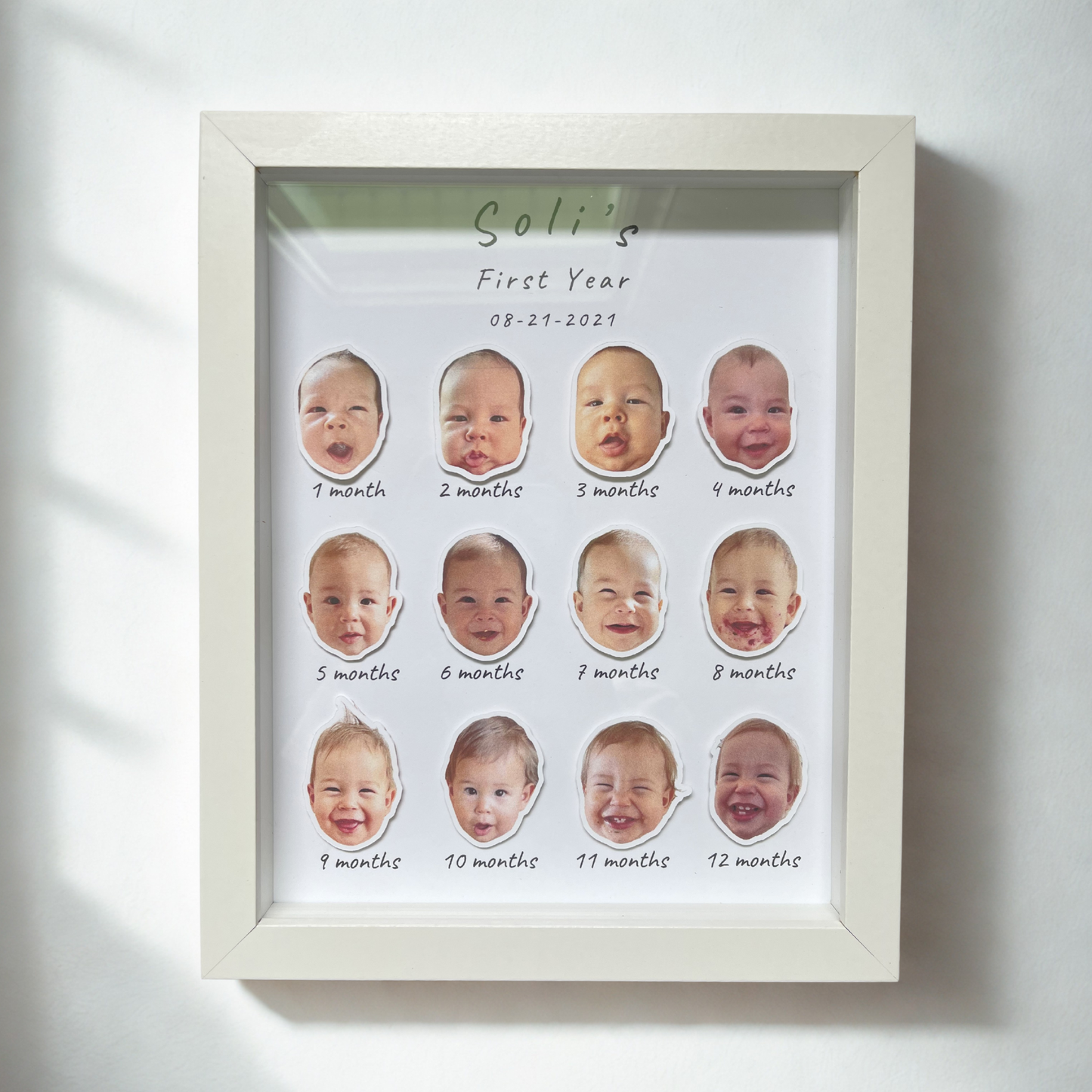 Monthly Framed Baby First Year Personalized Frame 12 Months Photos Personalized Photo Frame for Baby, Baby Gift
