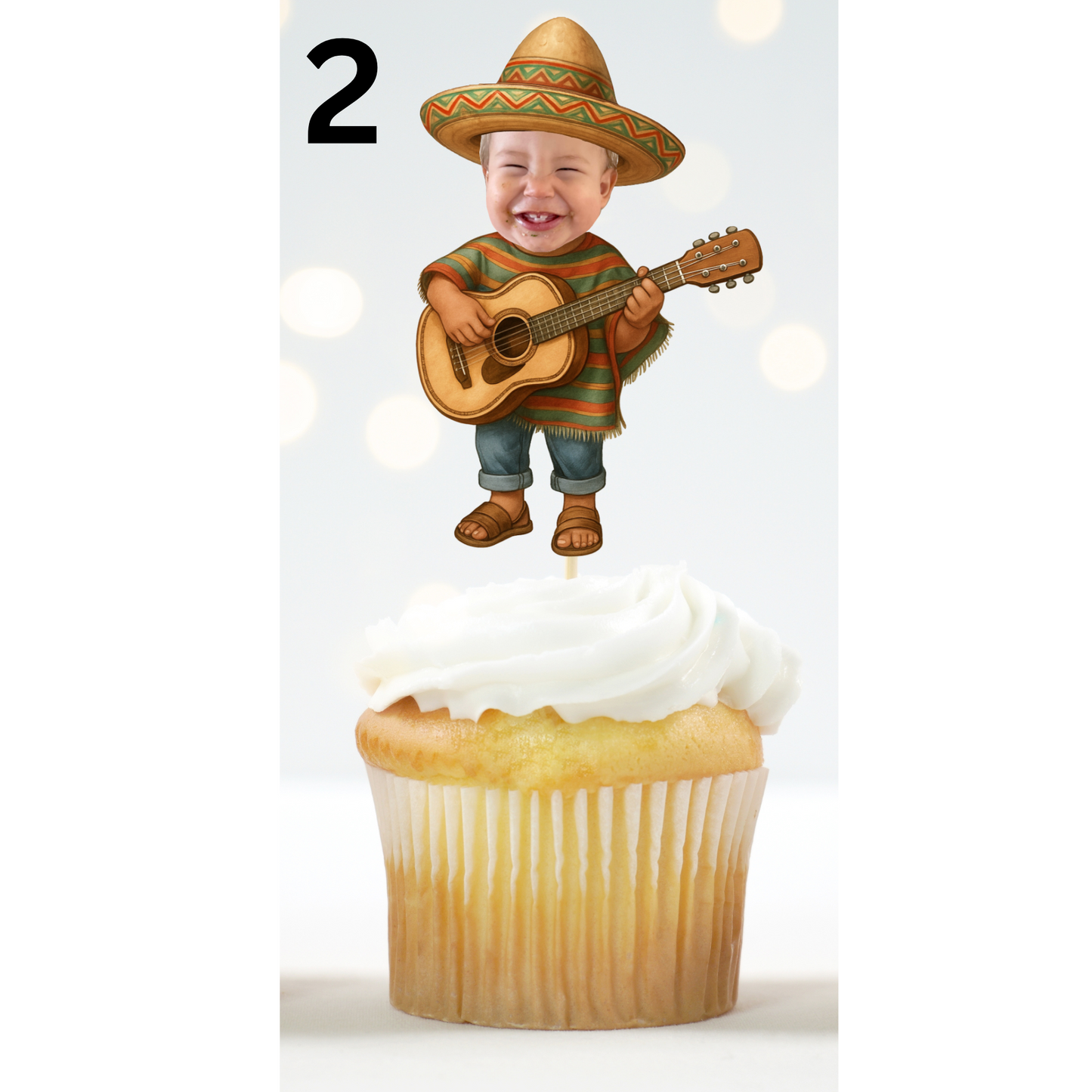 Mariachi Fiesta Sombrero Cupcake Topper – Personalized Birthday Party Decor