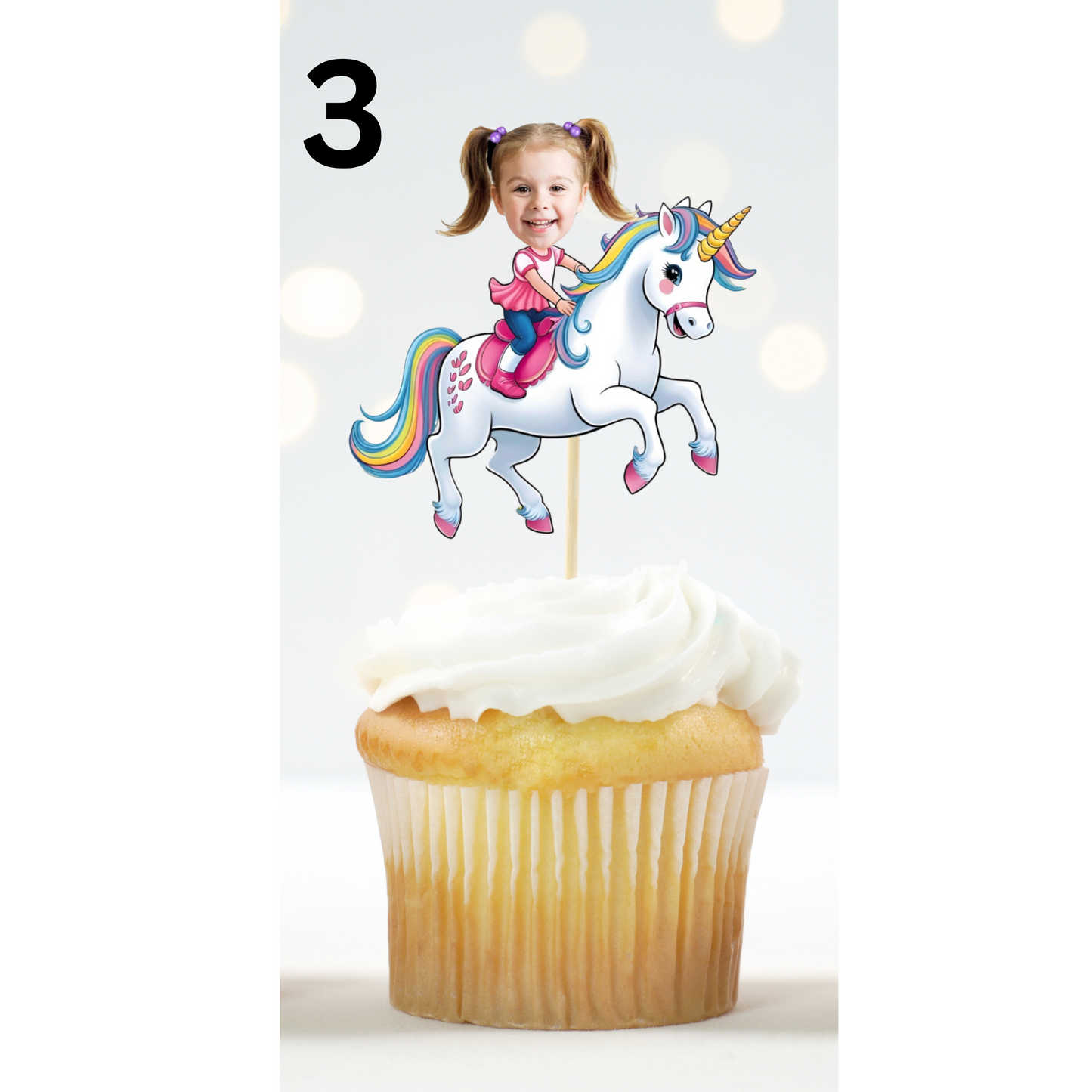 Custom Photo Unicorn Cupcake Toppers – Magical Party Supplies