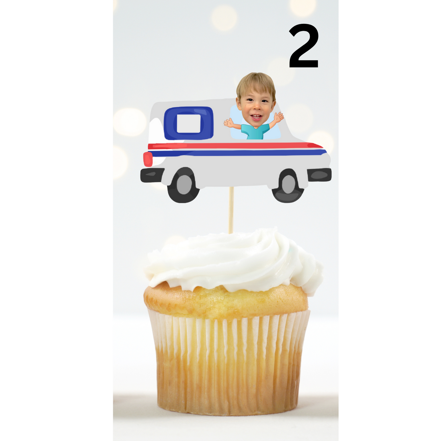Custom Mail Truck Face Cupcake Topper – Postal Birthday Party Decor