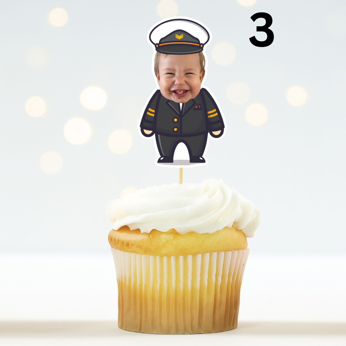 Custom Pilot Aviator Top Gun Cupcake Topper