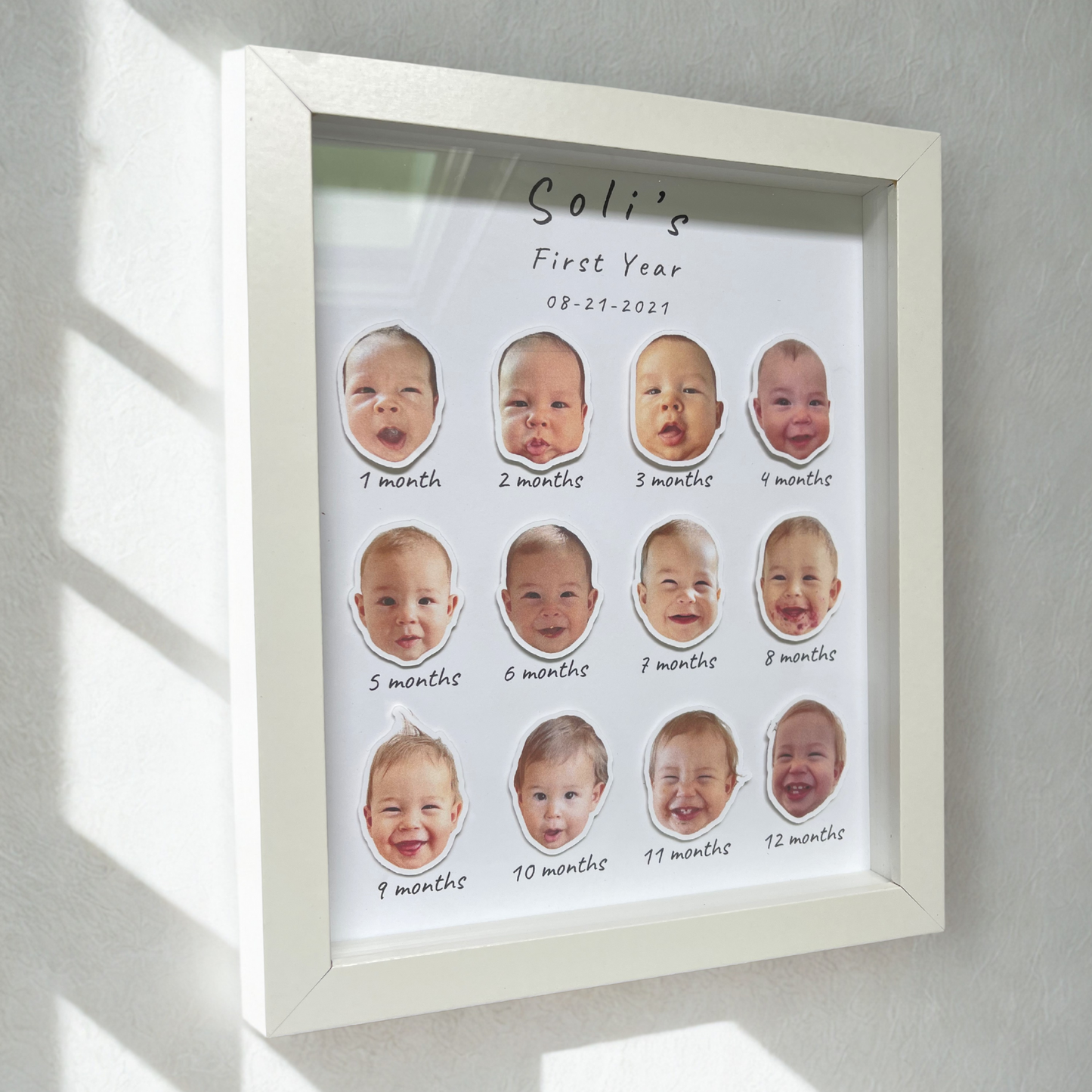 Monthly Framed Baby First Year Personalized Frame 12 Months Photos Personalized Photo Frame for Baby, Baby Gift