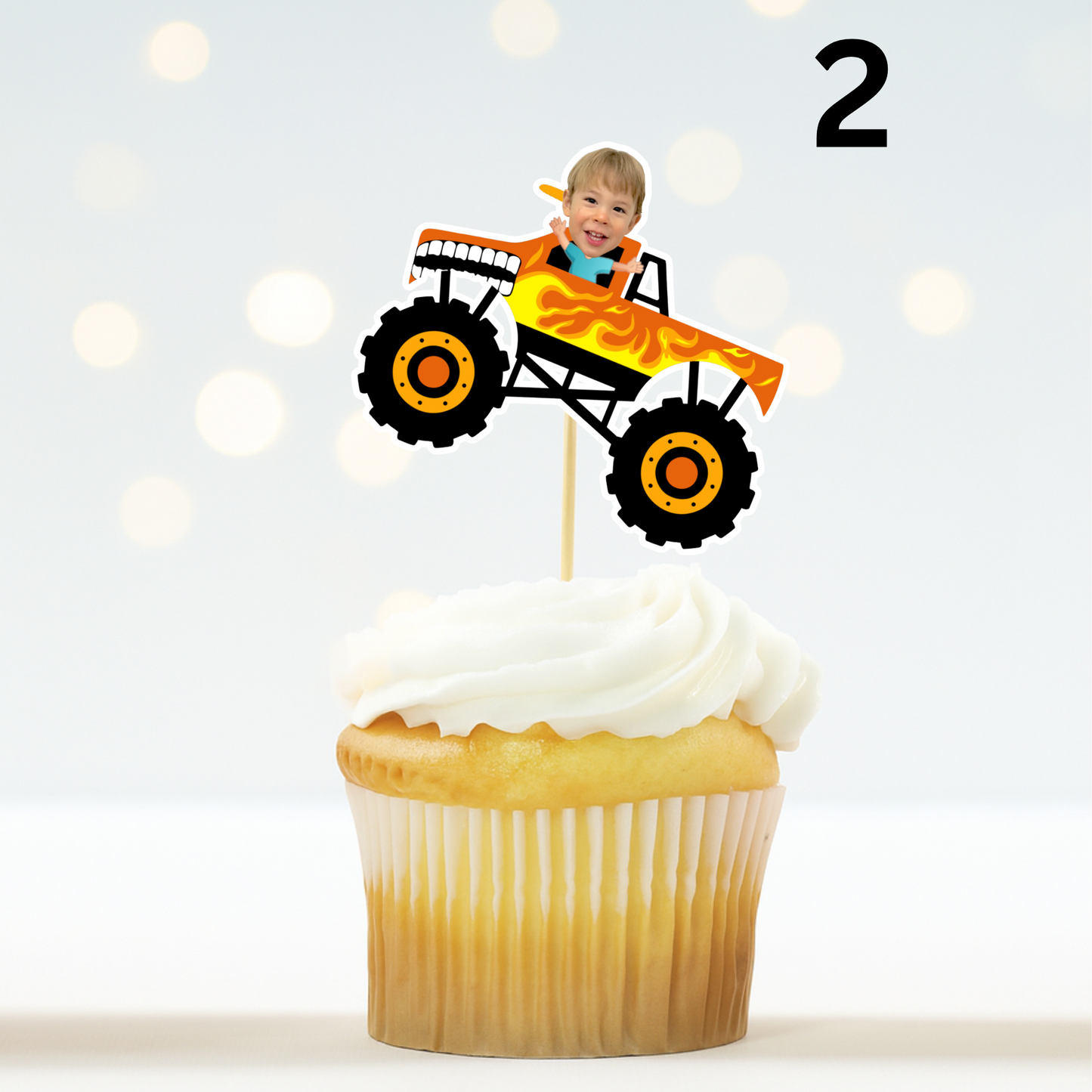 Custom Monster Truck Face Cupcake Topper – Birthday Party Decor