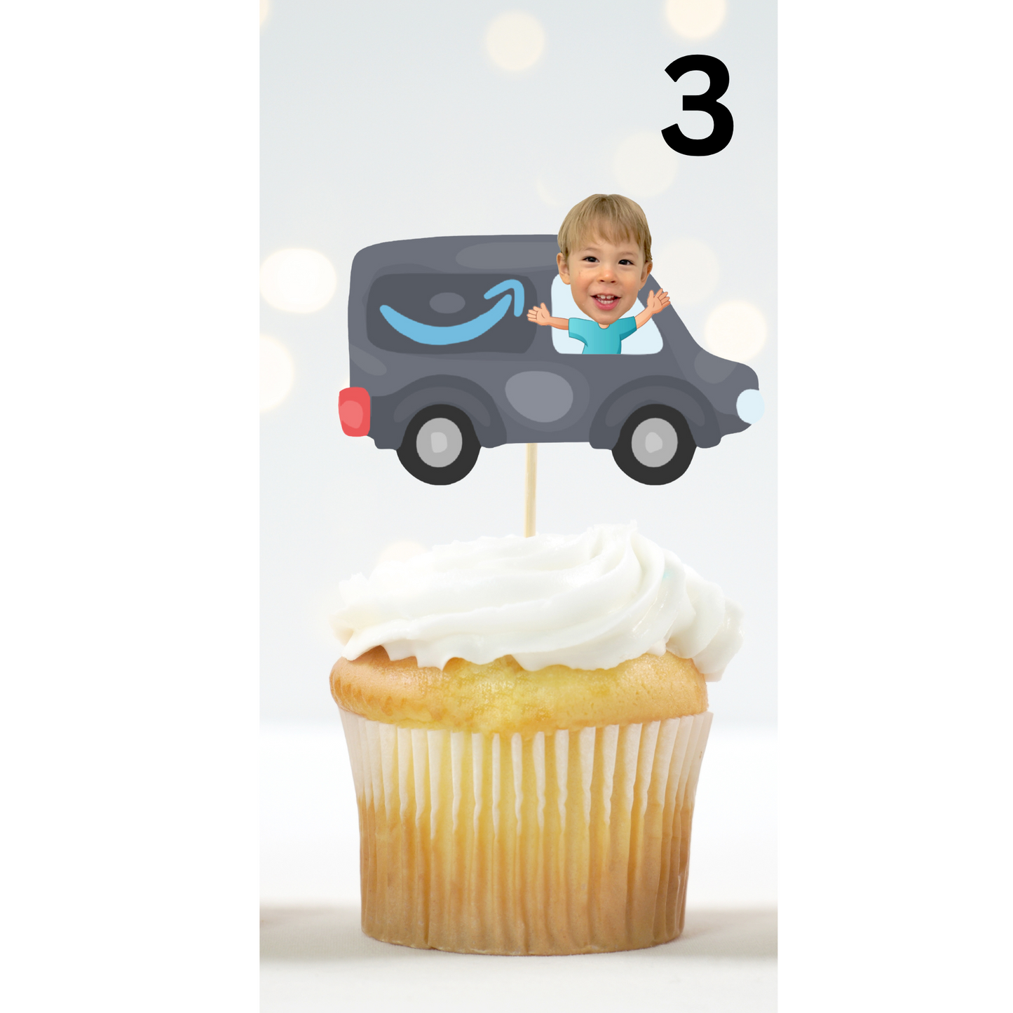 Custom Mail Truck Face Cupcake Topper – Postal Birthday Party Decor