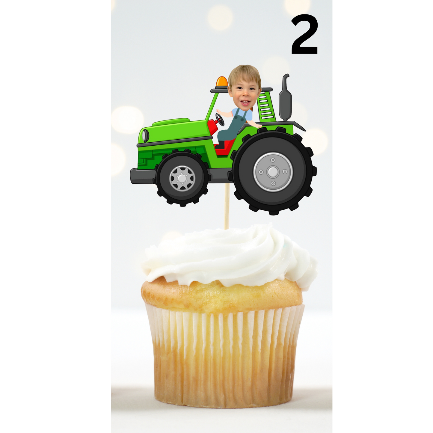 Tractor Cupcake Topper – Personalized Farm Birthday Party Decor