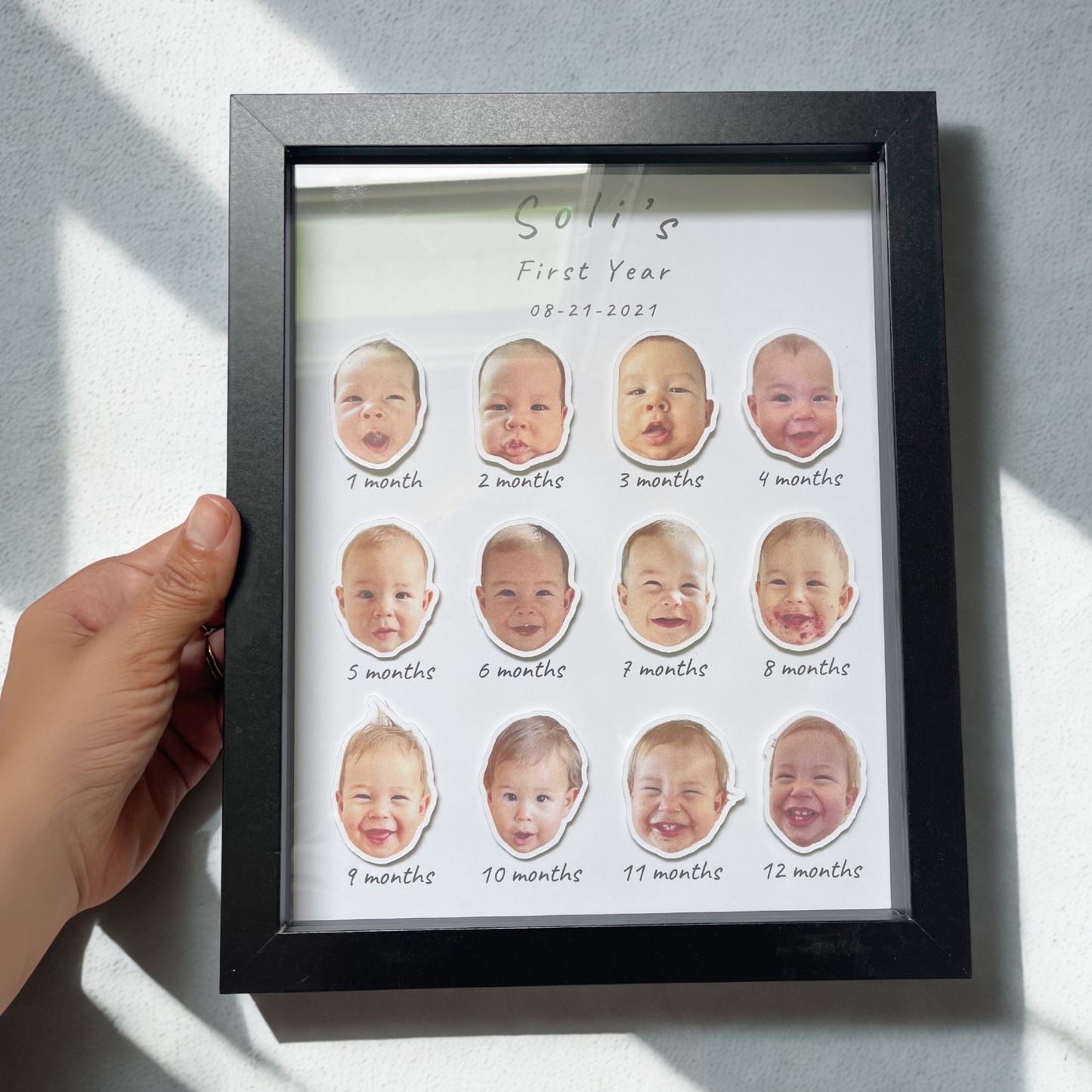 Monthly Framed Baby First Year Personalized Frame 12 Months Photos Personalized Photo Frame for Baby, Baby Gift