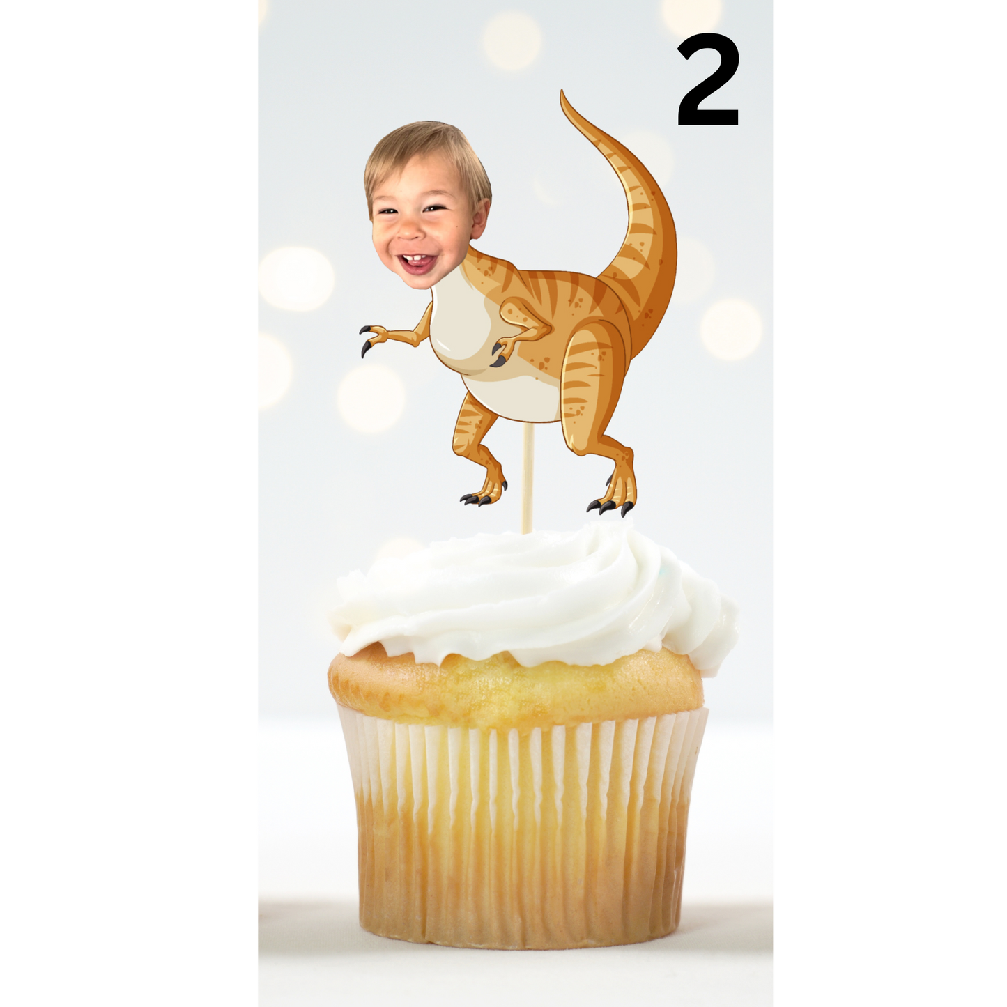 Dinosaur Cupcake Topper – Personalized Birthday Party Decor