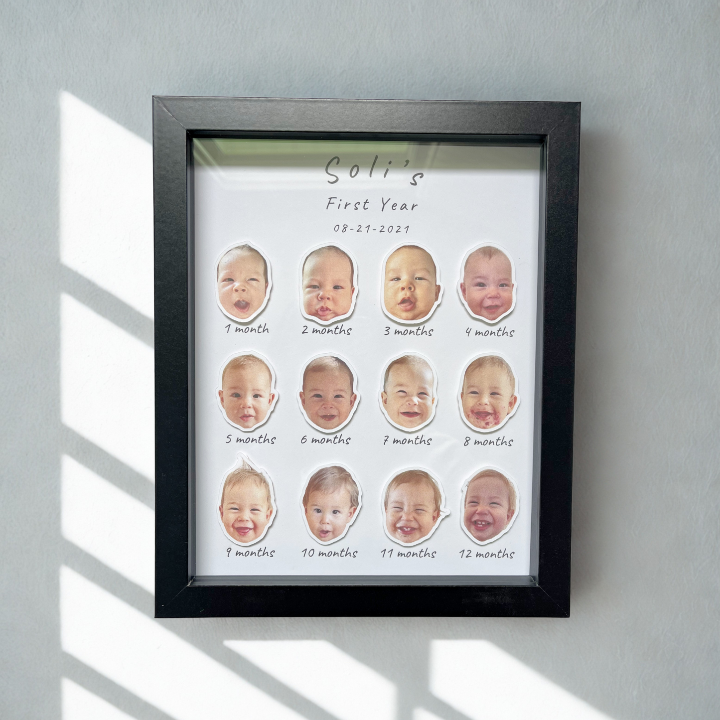 Monthly Framed Baby First Year Personalized Frame 12 Months Photos Personalized Photo Frame for Baby, Baby Gift