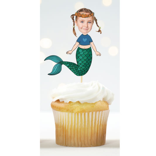 Little Mermaid Cupcake toppers - Under the Sea Personalized Cupcake Toppers