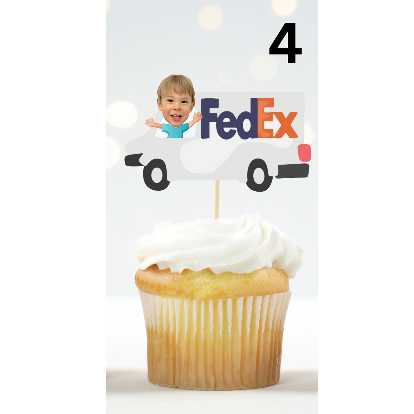 Custom Mail Truck Face Cupcake Topper – Postal Birthday Party Decor
