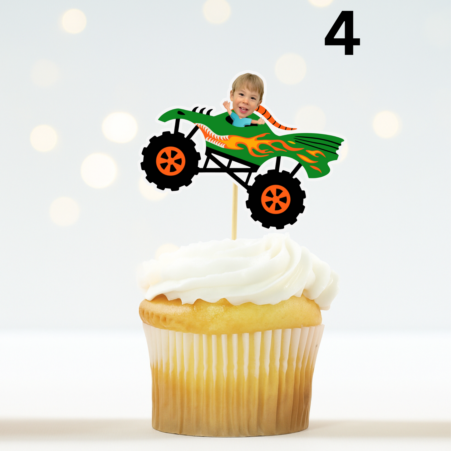 Custom Monster Truck Face Cupcake Topper – Birthday Party Decor