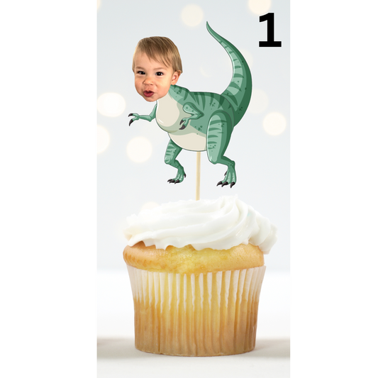 Dinosaur Cupcake Topper – Personalized Birthday Party Decor