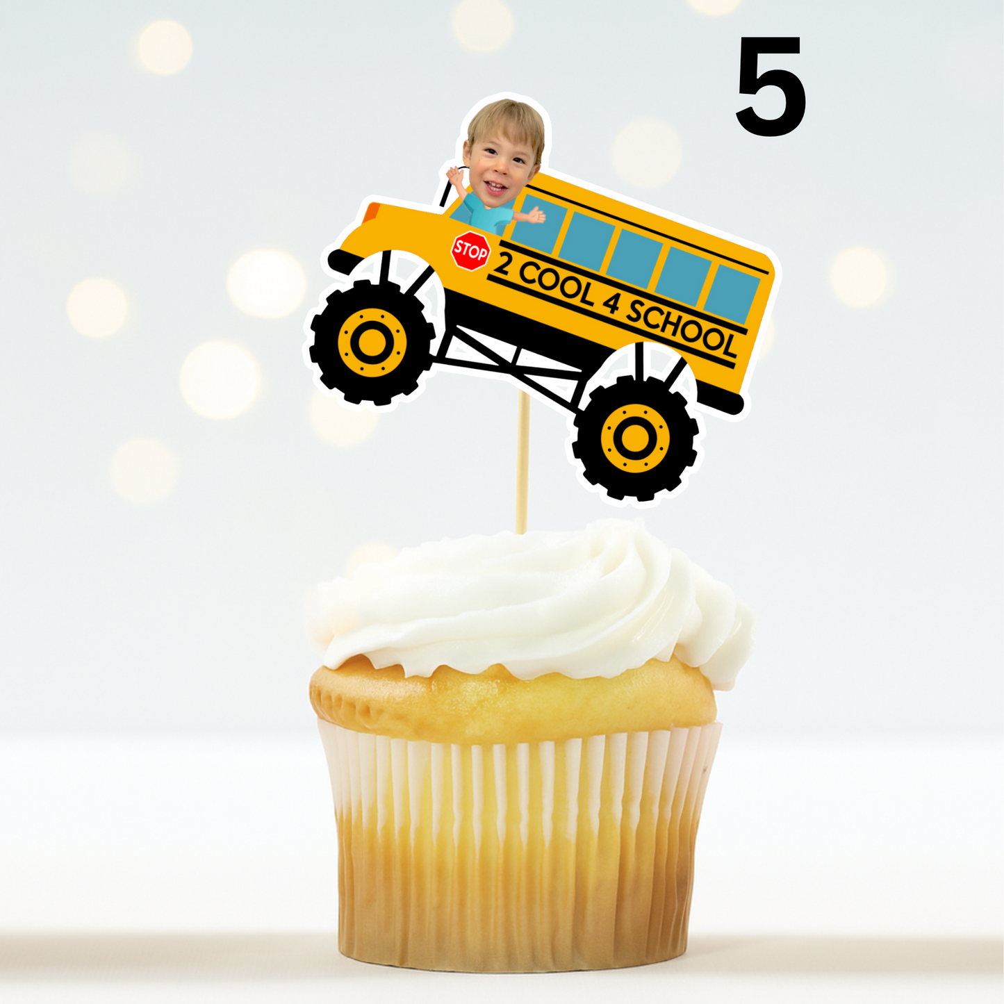 Custom Monster Truck Face Cupcake Topper – Birthday Party Decor
