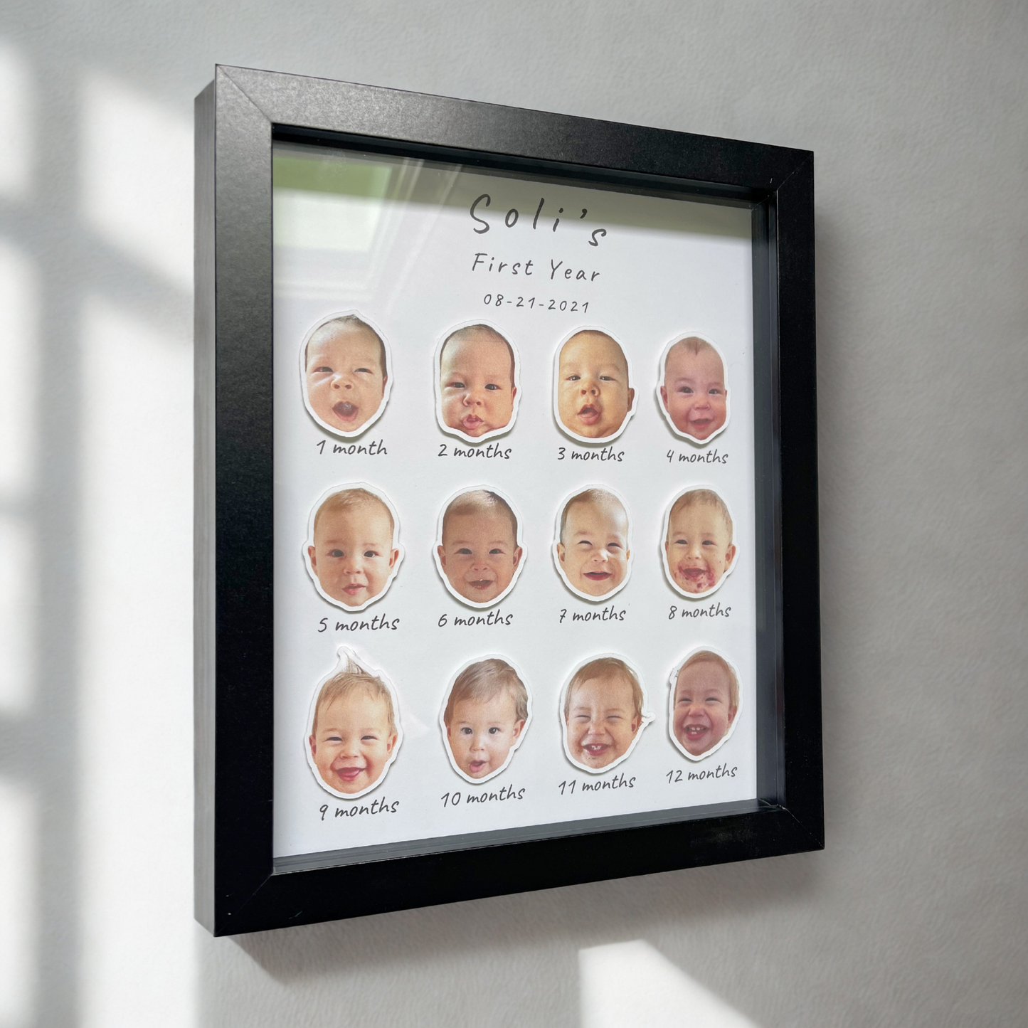 Monthly Framed Baby First Year Personalized Frame 12 Months Photos Personalized Photo Frame for Baby, Baby Gift
