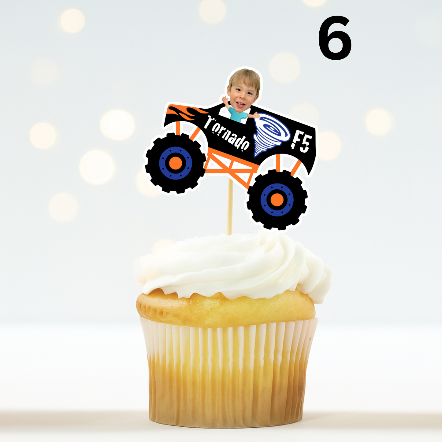 Custom Monster Truck Face Cupcake Topper – Birthday Party Decor
