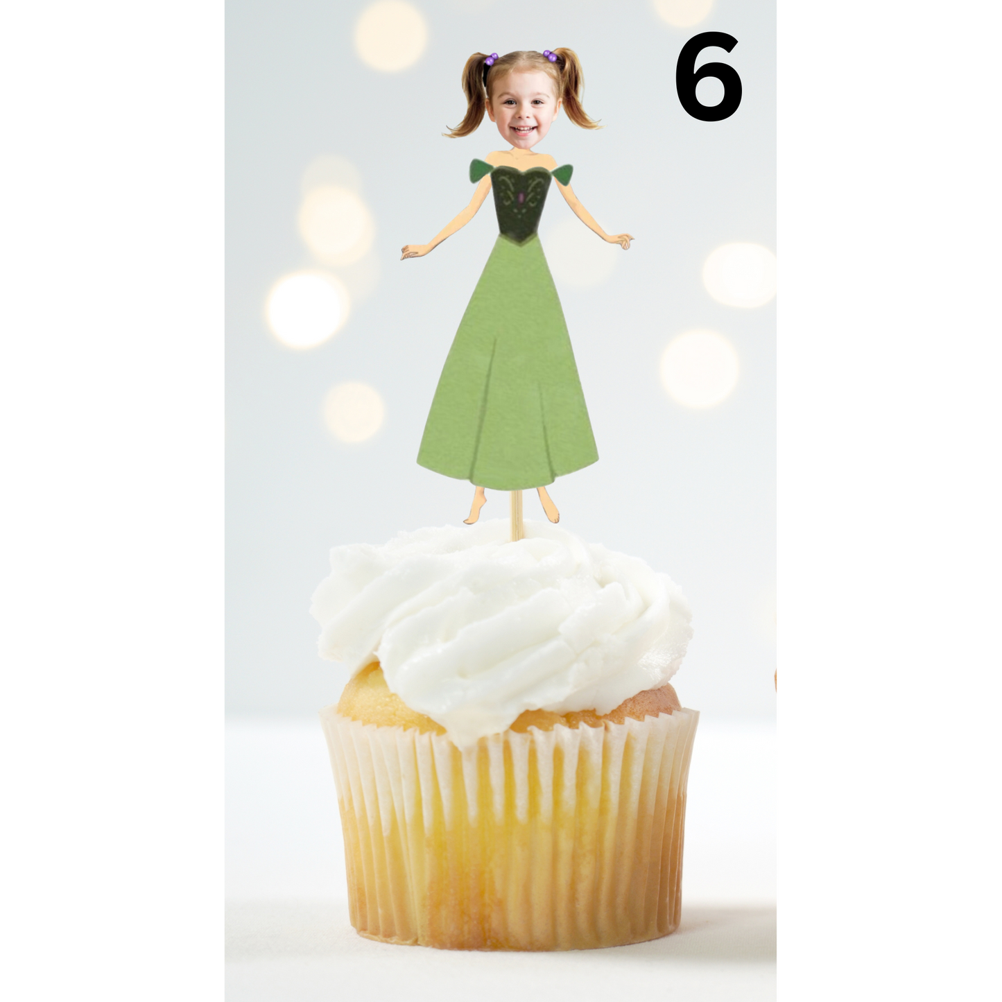 Custom Princess Face Cupcake Topper – Royal Birthday Party Decor