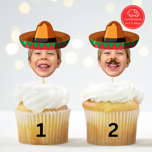 Fiesta Sombrero Cupcake Topper – Personalized Birthday Party Decor