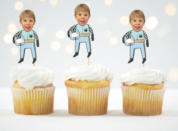 Racing Toppers Two Fast Birthday Toppers Racing Theme Race Car Party Speedway Face Formula One Toppers personalized