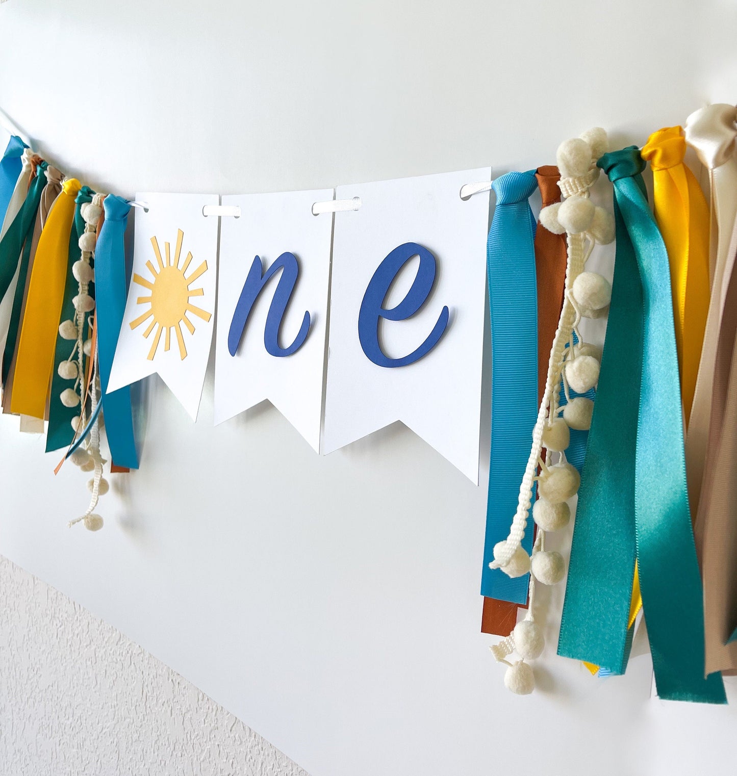 Blue Sunshine High Chair Banner – Boy’s 1st Birthday Decor