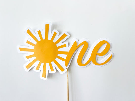 Sunshine “One” Cake Topper – Neutral Boho First Birthday Decor