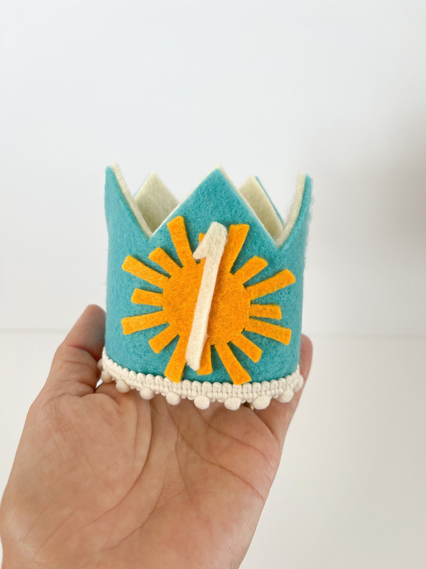1st Birthday Blue Sun Crown – Boho Sunshine Party Hat