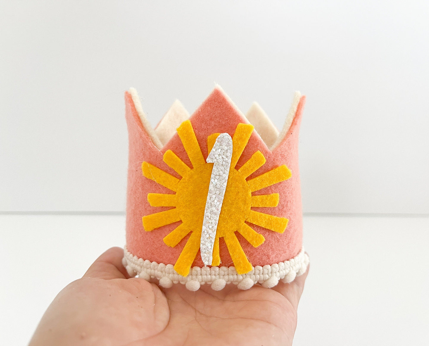 Boho Pink Sunshine Birthday Crown – 1st Birthday Hat for Baby Girls