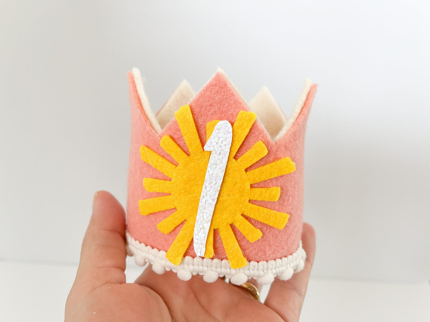 Boho Pink Sunshine Birthday Crown – 1st Birthday Hat for Baby Girls