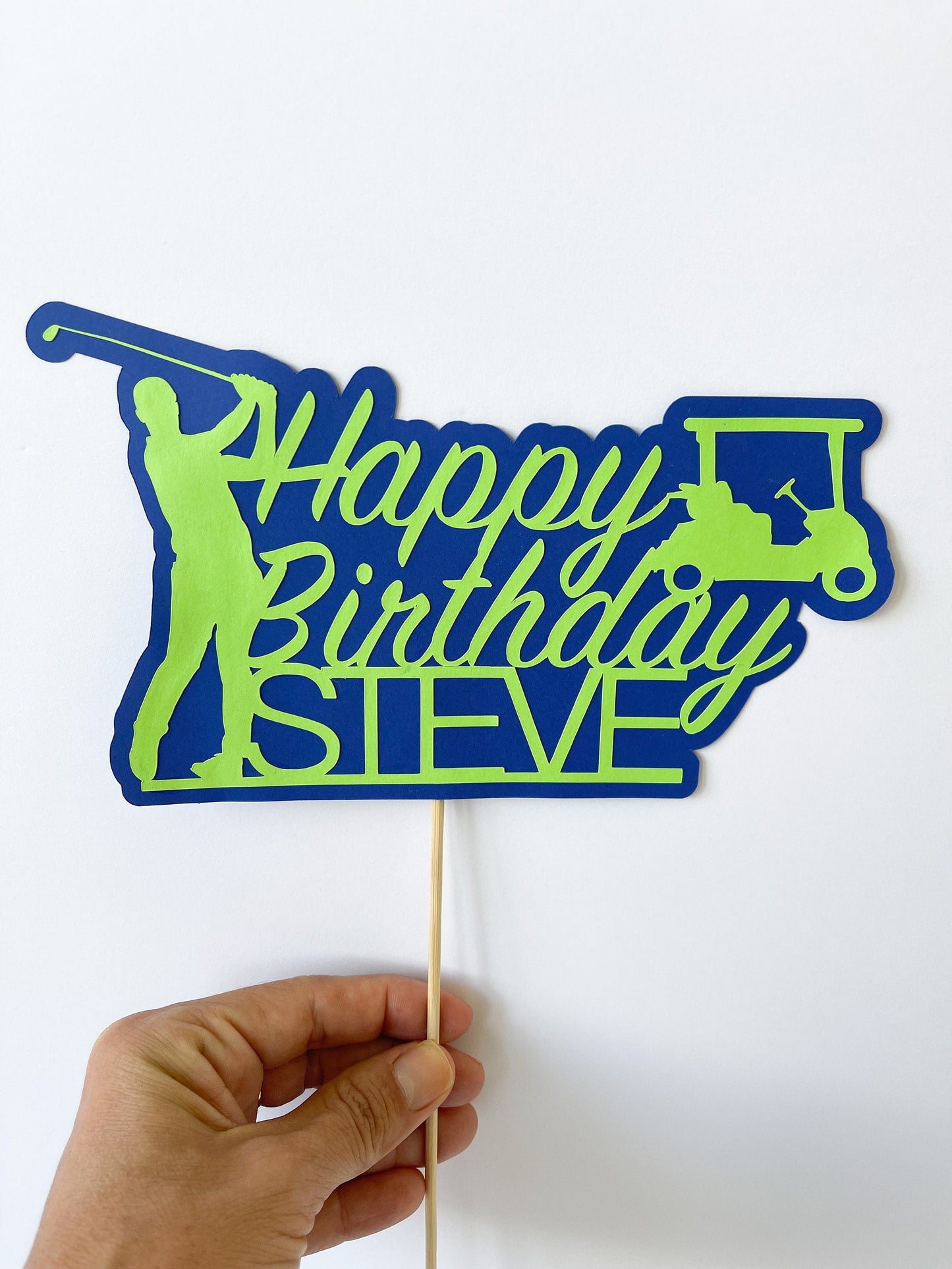 custom golf birthday cake topper with flag and name