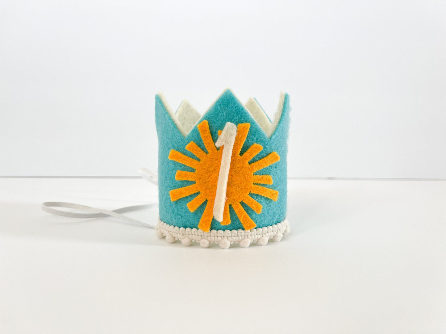 1st Birthday Blue Sun Crown – Boho Sunshine Party Hat