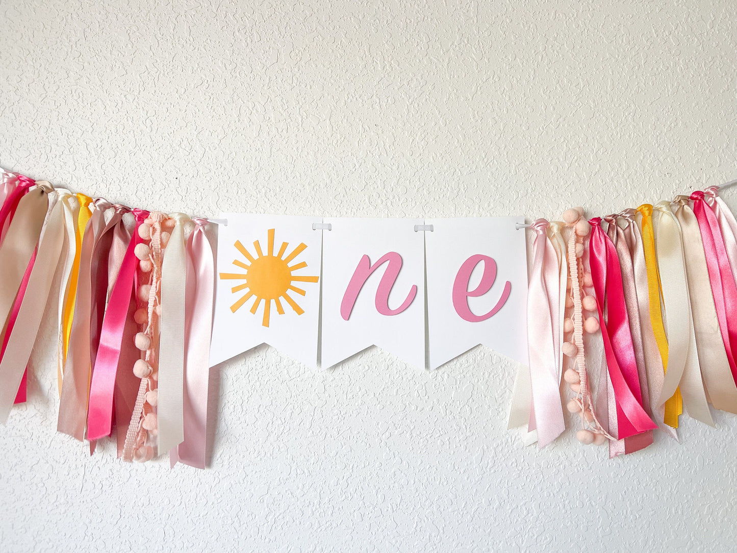 Pink Sunshine High Chair Banner – Girl’s 1st Birthday Decor