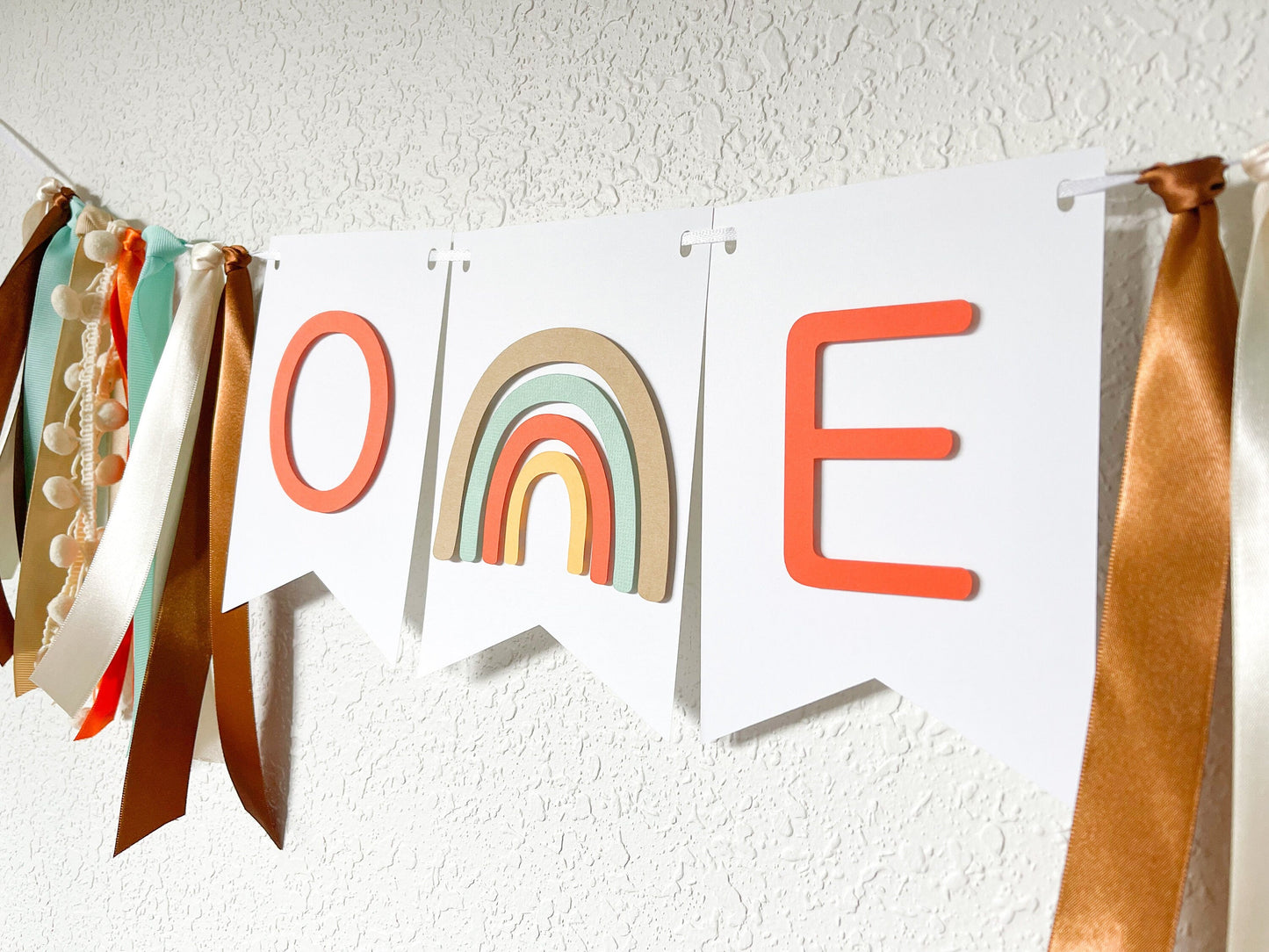 Custom ONE Rainbow Banner – First Birthday High Chair Garland